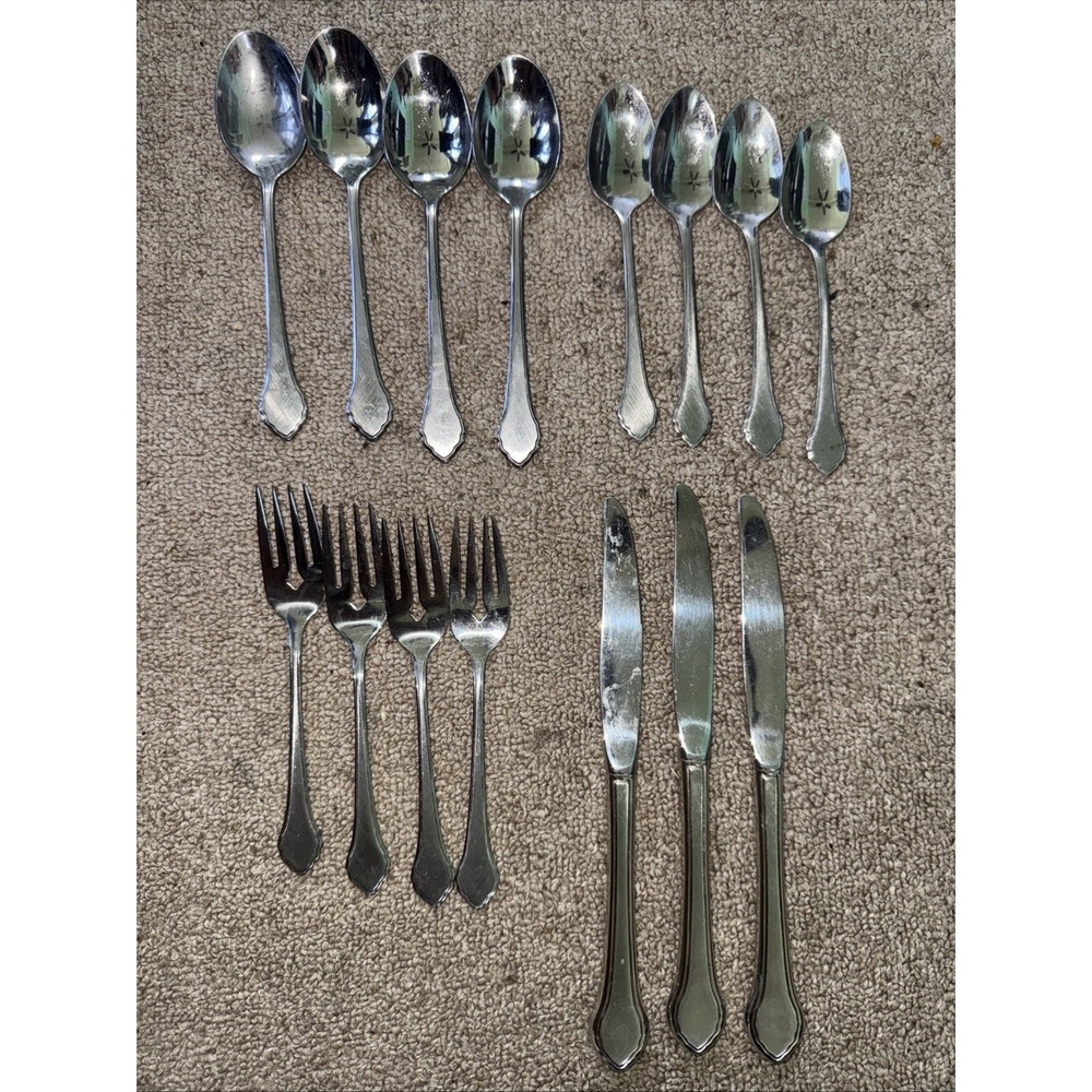 15 Pc Oneida Ltd Wm A Rogers Deluxe Summer Mist AUTUMN GLOW Stainless Flatware